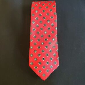 Lands' End- Red and Green- Silk -Patterned Tie